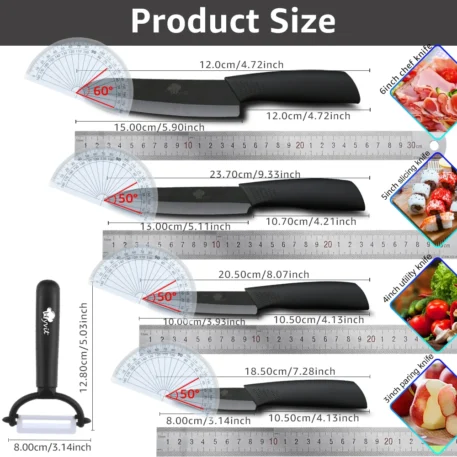 Ceramic  Kitchen knives Set 3 4 5 6 inch - Image 4