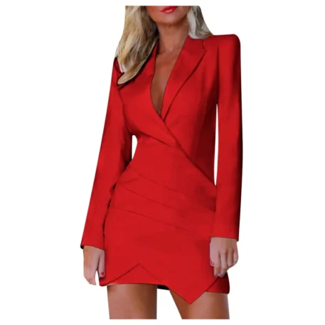 Women's Elegant Lapel Blazer Dress - Image 8