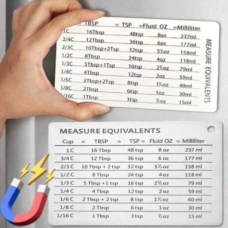 Measurement Conversion Chart Refrigerator Magnetic