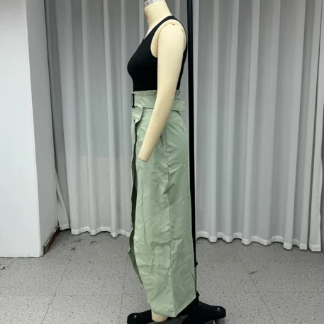 Women's Two Piece Set - Sleeveless Round Neck Pullover Tank Top with A Line Irregular Button Slit Skirt - Image 5