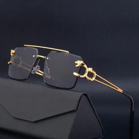 Fashion Leopard Rimless Sunglasses