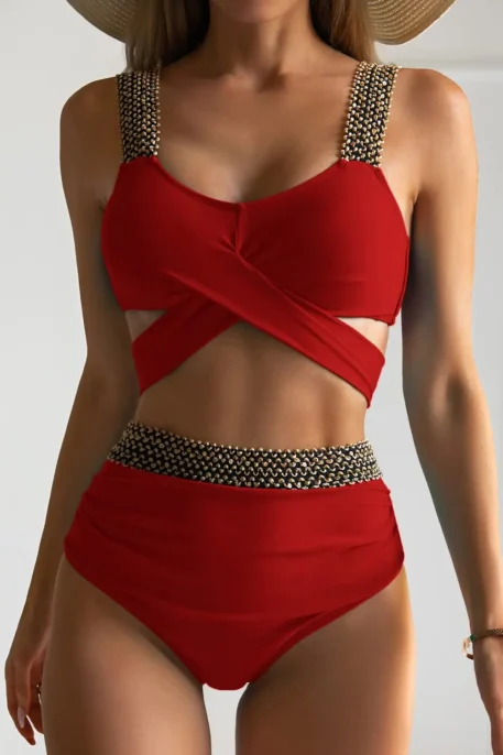 Cross High Waist Bikini - Image 3