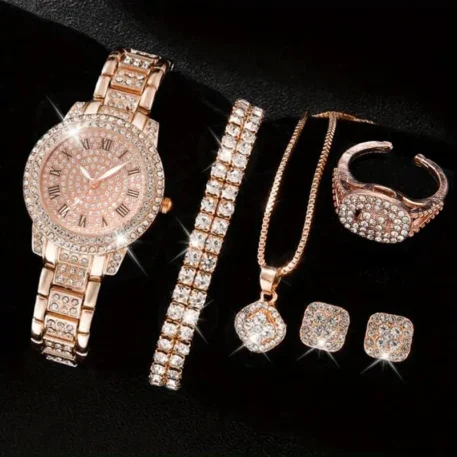 6PCS Women Watch Luxury Crystal Wristwatch - Image 11