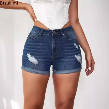 Denim Shorts-High Waist Stretchy