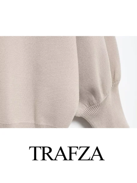 TRAFZA Solid  Breasted Cardigan Top - Image 4