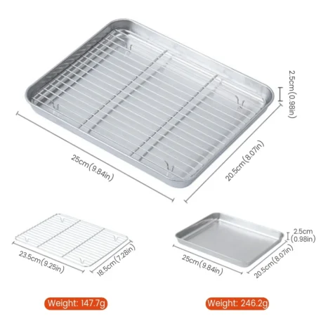 Stainless Steel Baking Pan Tray with Wire Rack - Image 9