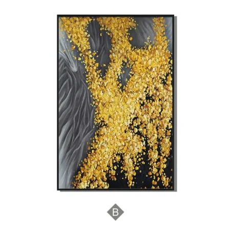 Luxury Abstract Black and Gold Foil Leaves Canvas Art  - NO FRAME - Image 8