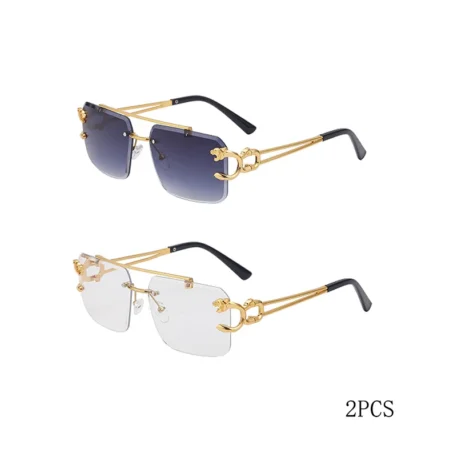 Fashion Leopard Rimless Sunglasses - Image 12