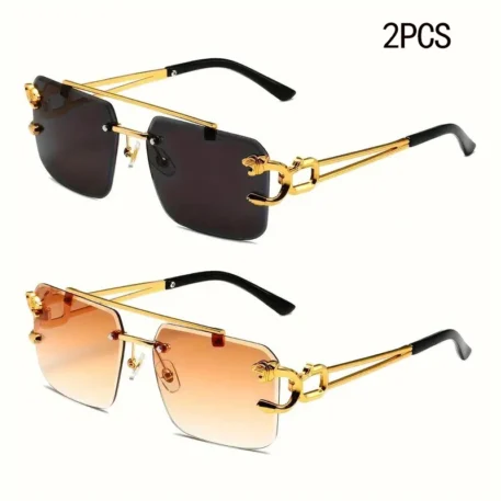 Fashion Leopard Rimless Sunglasses - Image 8