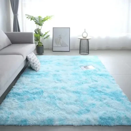 VIKAMA Silk Wool Rugs Children's Room Living Room Bedroom Tie-Dye Non-Slip Washable Machine Washable Carpet Mats - Image 4