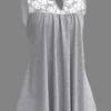 Plus Size Casual Grey Lace Tank Top - Image 5