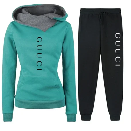 Women's Tracksuit Autumn Winter Hooded Sweatshirt +Black Sweatpants