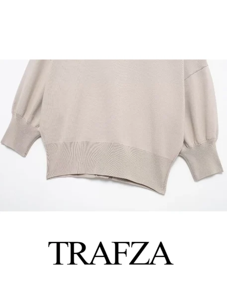 TRAFZA Solid  Breasted Cardigan Top - Image 5