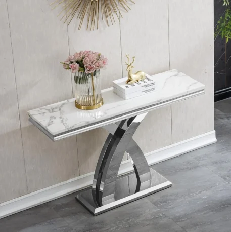 Luxury Accent Entry Way Faux Marble Table - Image 14