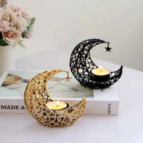 10.5CM  crescent moon star moon metal candle holder