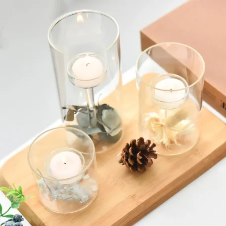 Transparent Glass Candlestick Holder - Image 4