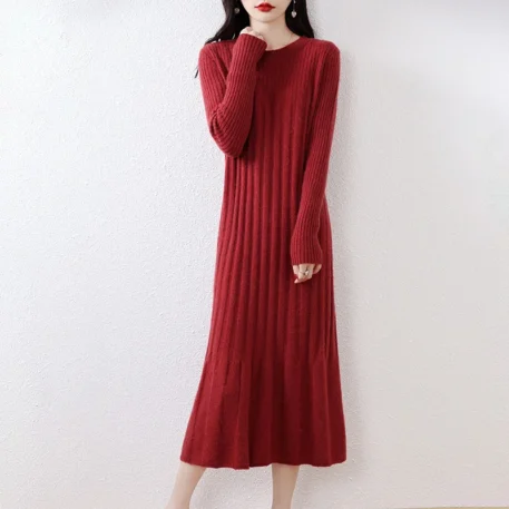 Autumn - Winter Knitted Wool Dress - Image 10