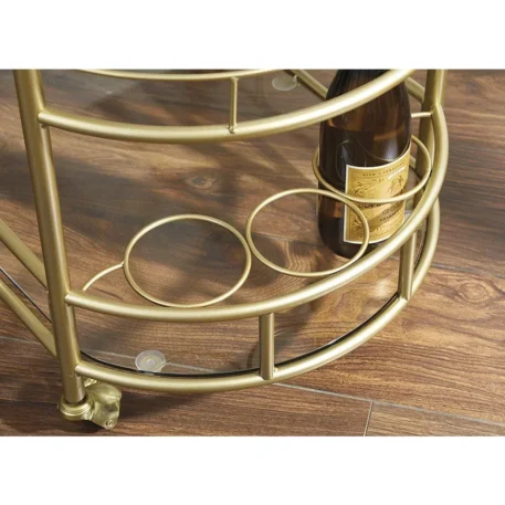 Bar Cart Matte Gold Metal 2-Tiers - Image 6