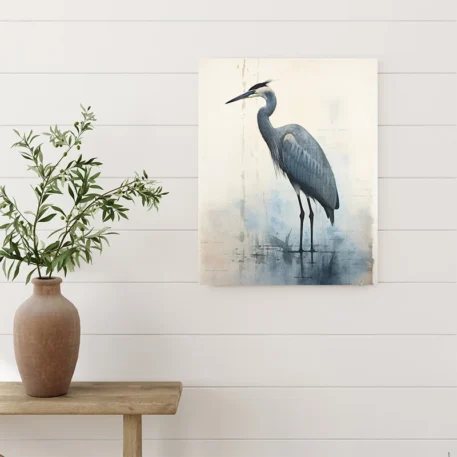 Blue Heron Watercolor Canvas Painting Wall Prints  No Frame - Image 4