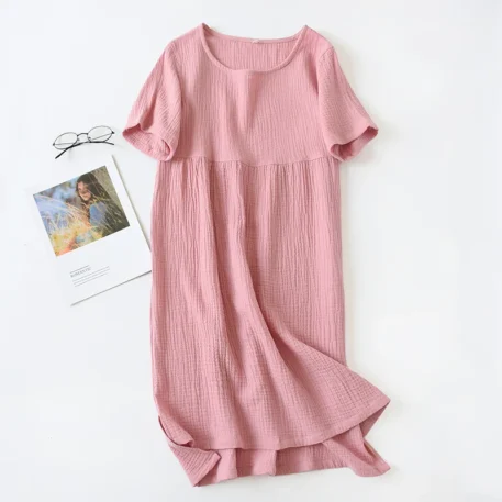 Summer Nightgowns solid color - cotton gauze - Image 8