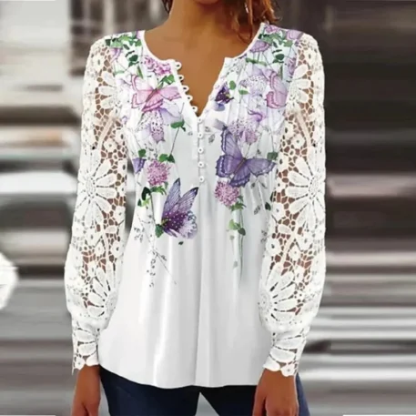 Casual Loose Shirt  Long sleeve Printed - Image 4