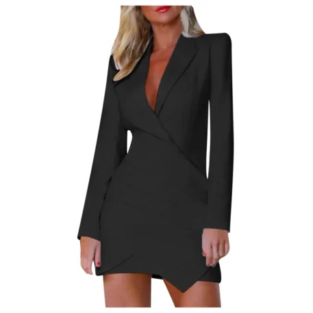 Women's Elegant Lapel Blazer Dress - Image 9