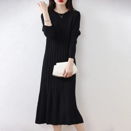 Autumn - Winter Knitted Wool Dress - Image 7