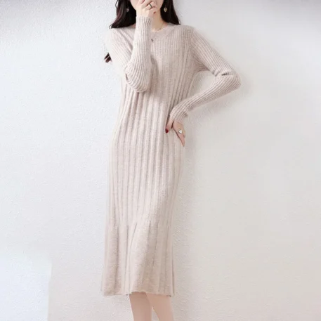 Autumn - Winter Knitted Wool Dress - Image 9