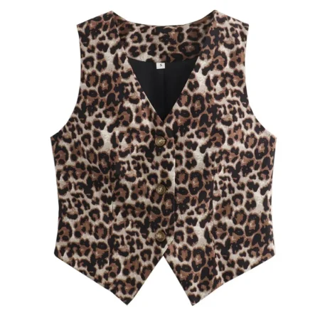 TRAF Leopard Women Cropped  Vest - Image 3