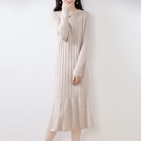 Autumn - Winter Knitted Wool Dress - Image 6