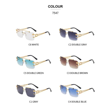 Fashion Leopard Rimless Sunglasses - Image 3