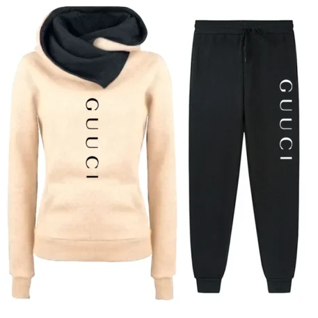 Women's Tracksuit Autumn Winter Hooded Sweatshirt +Black Sweatpants - Image 4