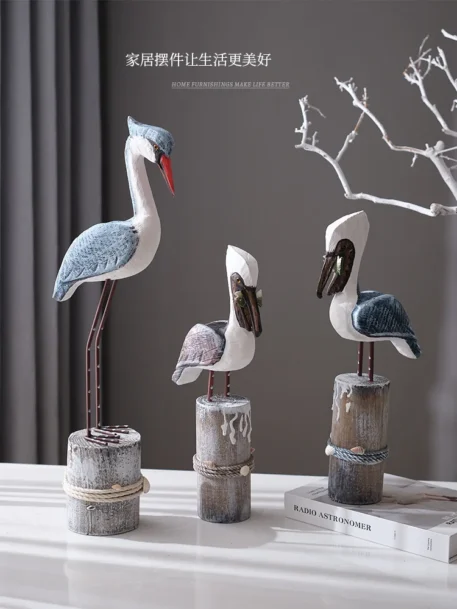 Mediterranean Style Coastal Ocean Decor Wooden Resin Seagull - Image 2