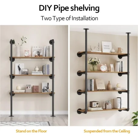 Industrial Iron Pipe Shelf - Wall Mount - Image 3