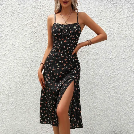 Casual Lace-Up Floral Print Summer Dress - Image 7