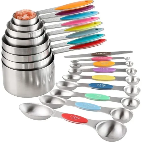 17pcs Stainless Steel Measuring Cup with Magnetic Spoons