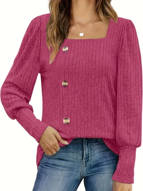 Solid Rib Knit Sweater - Image 3