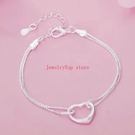 925 Sterling silver heart bracelet and necklace - Image 3