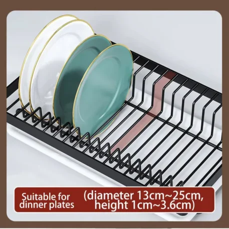 Dish Drying Rack 2-Tier Compact with Drainboard - Rust Proof - Image 2