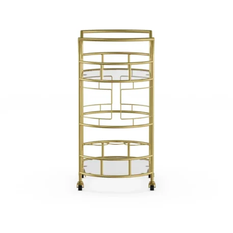 Bar Cart Matte Gold Metal 2-Tiers - Image 2