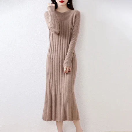 Autumn - Winter Knitted Wool Dress - Image 2