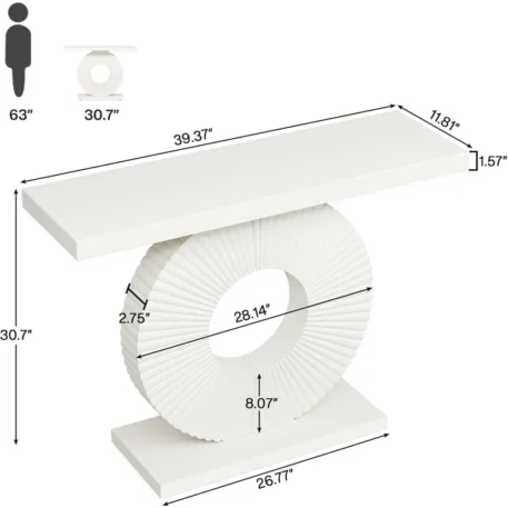 Modern Console Table with Geometric Base, 40 Inch Wood - Image 2