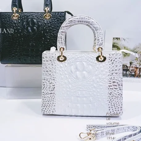 Extremely Beautiful Crocodile Skin Leather Small Handbag