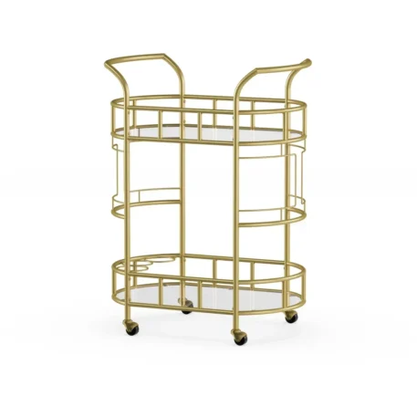 Bar Cart Matte Gold Metal 2-Tiers