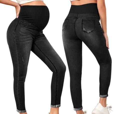 Maternity High Waist with Support Belly Jeans - Image 2