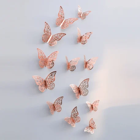 12Pcs 3D Hollow Butterfly Creative Wall Sticker - Image 7