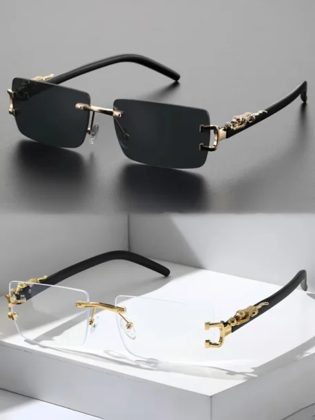 Fashionable Trendy Frameless Rectangular Sunglasses - Image 10