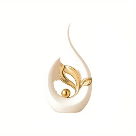 White & Gold Home Decor Accent Ceramic Statue Abstract Sculpture - Image 6