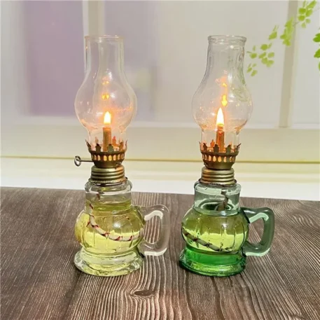 1Pc Mini Chamber Desktop Glass Oil Lamp