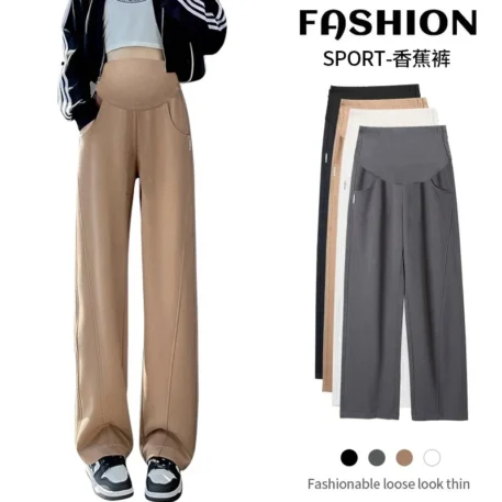 Autumn Maternity Casual Trousers High Waist - Image 3